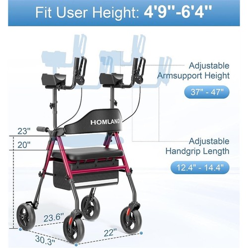 Upright rollator walker with - walker,
