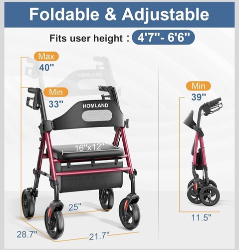 Homland foldable rollator - foldable,
