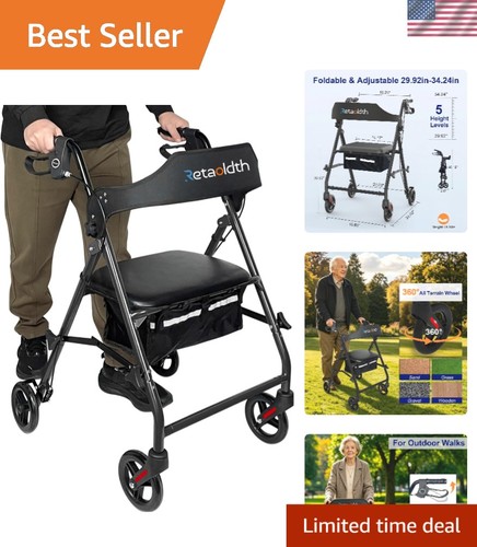 Foldable rollator walker with - foldable,